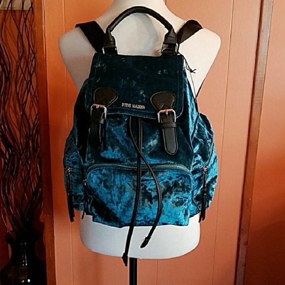 green velvet backpack